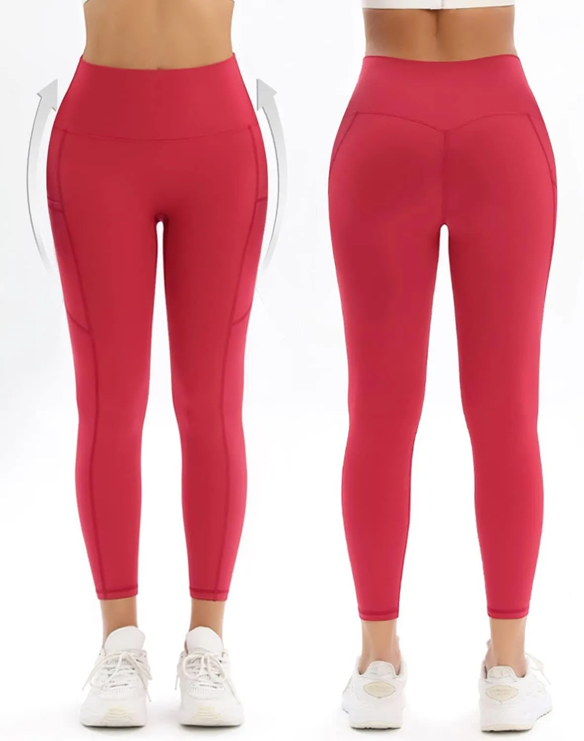 2 Pack Leggings for Women Tummy Control Workout Running Leggings with Pockets High Waisted Yoga Pants