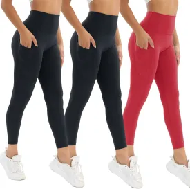 2 Pack Leggings for Women Tummy Control Workout Running Leggings with Pockets High Waisted Yoga Pants