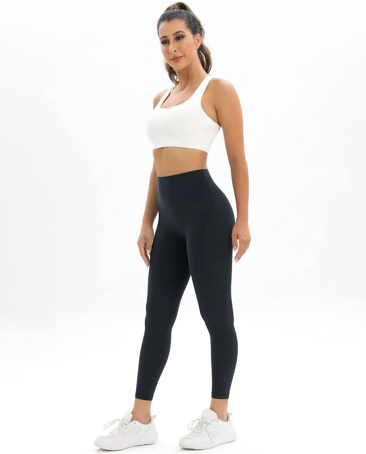 2 Pack Leggings for Women Tummy Control Workout Running Leggings with Pockets High Waisted Yoga Pants