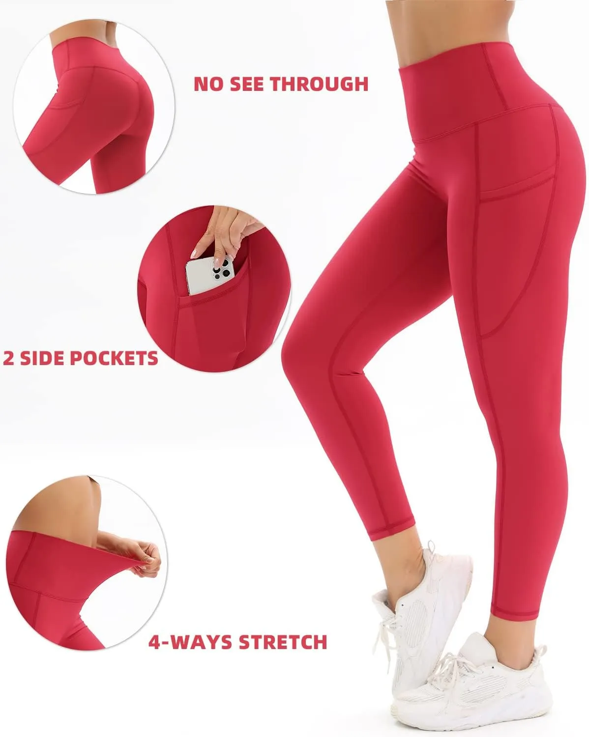 2 Pack Leggings for Women Tummy Control Workout Running Leggings with Pockets High Waisted Yoga Pants