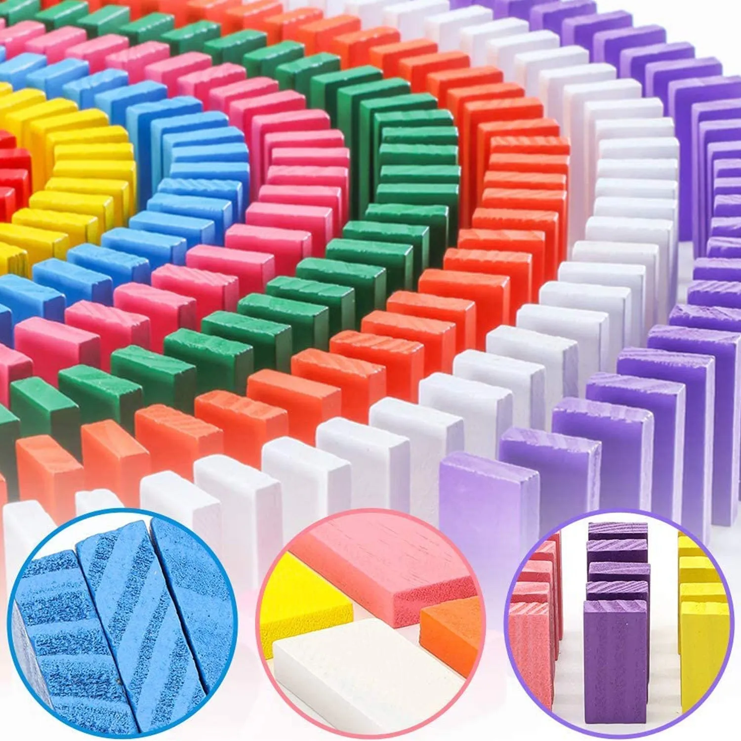 4324 100PC DOMINO BLOCKS SET MULTICOLOR WOODEN TOY BUILDING INDOOR GAME TOY