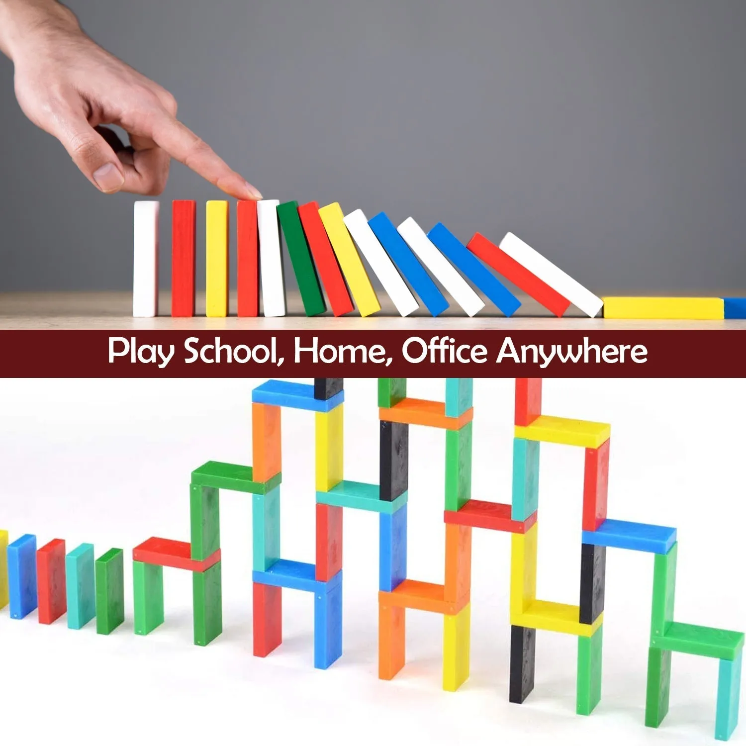 4324 100PC DOMINO BLOCKS SET MULTICOLOR WOODEN TOY BUILDING INDOOR GAME TOY