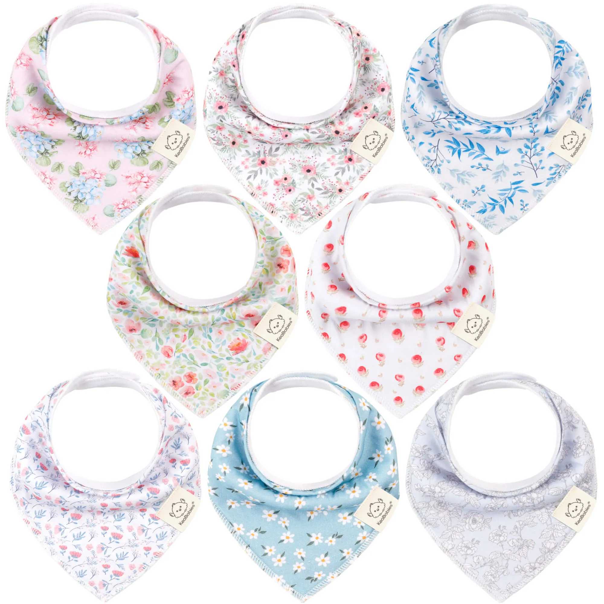 8-Pack Organic Bandana Bibs (Flourish)