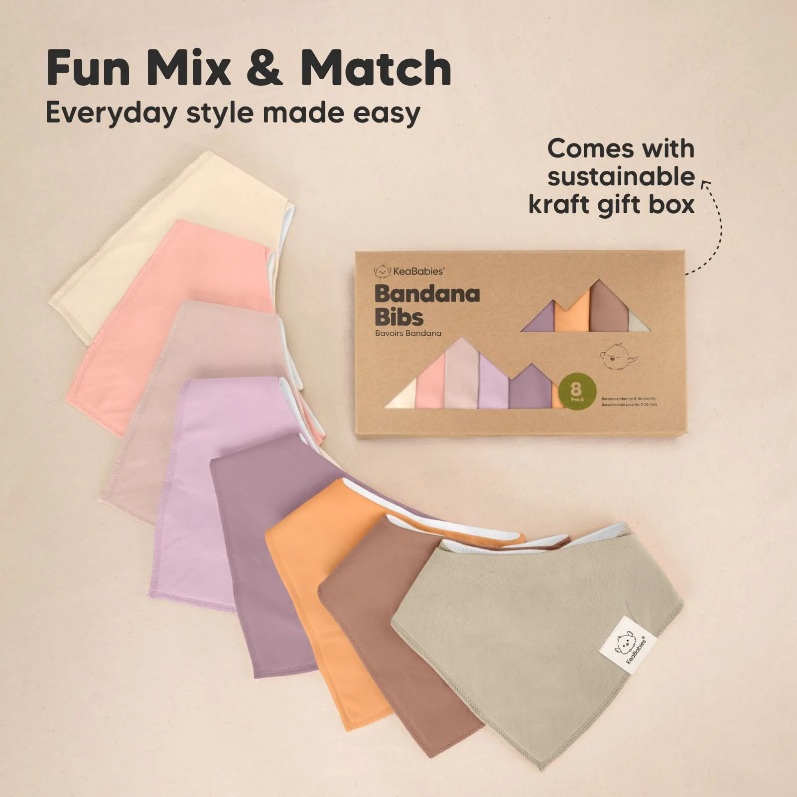 8-Pack Organic Bandana Bibs (Mauve)