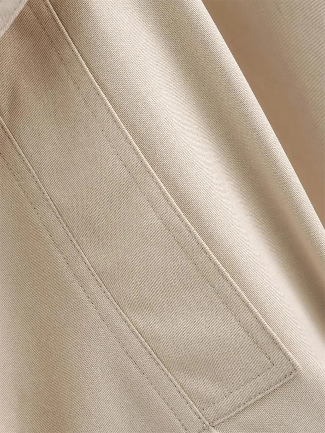 Adhdyuud Women Double Breasted Trench Coat Solid Belted Waist Outerwear With Pockets Casual Short Coat
