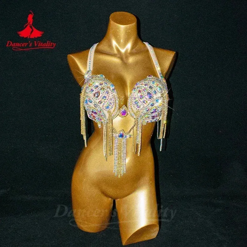 Belly Dance Performance Suit for Women Senior AB Stones Bra belt 2pcs Customized Adult Children Oriental Belly Dancing Outfit