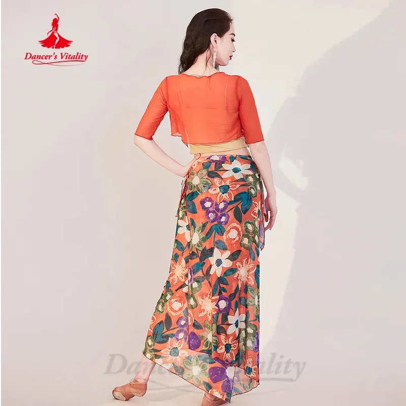 BellyDance Performance Clothing Summer New Belly Dance Skirt  Elegant and Comfortable Printed Water Gauze Women Practice Clothes
