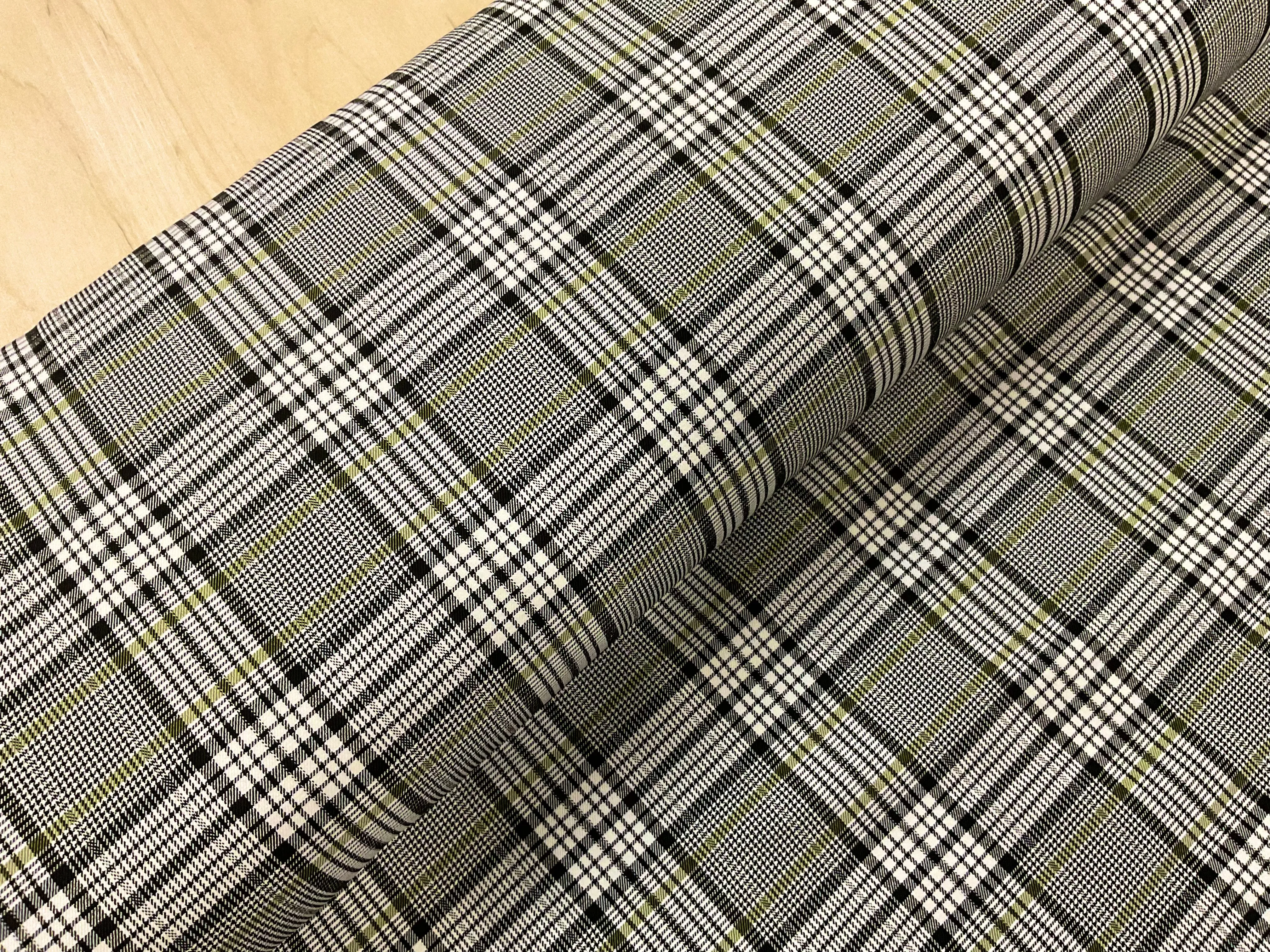 Black, White and Green Checked Bengaline