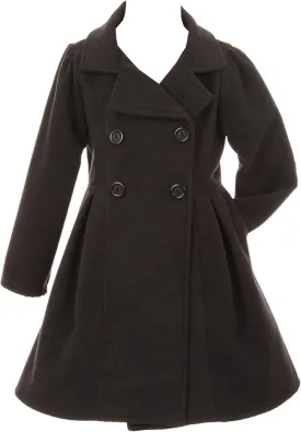 BluNight Collection Girls Dress Coat Long Sleeve Button Pocket Long Winter Coat Outerwear 2-14