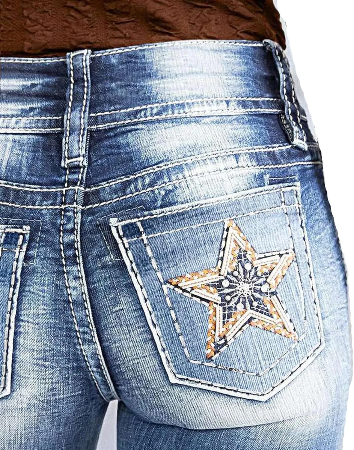 Bootcut Jeans for Women Low Rise Vintage Distressed Jeans 90S Flare Denim Trousers with Pockets Denim Ankle Pants