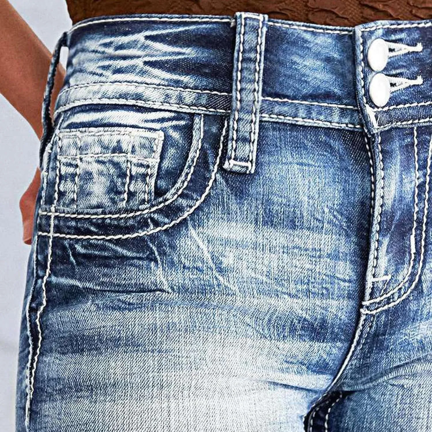 Bootcut Jeans for Women Low Rise Vintage Distressed Jeans 90S Flare Denim Trousers with Pockets Denim Ankle Pants