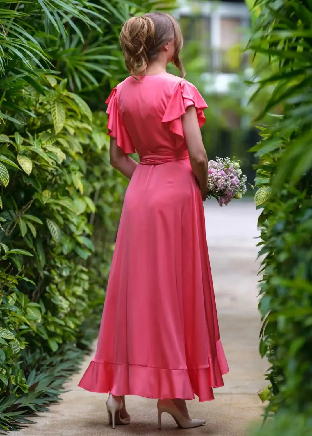 Bridesmaids Satin Dresses | Midi Wrap Dress | Bride Nook