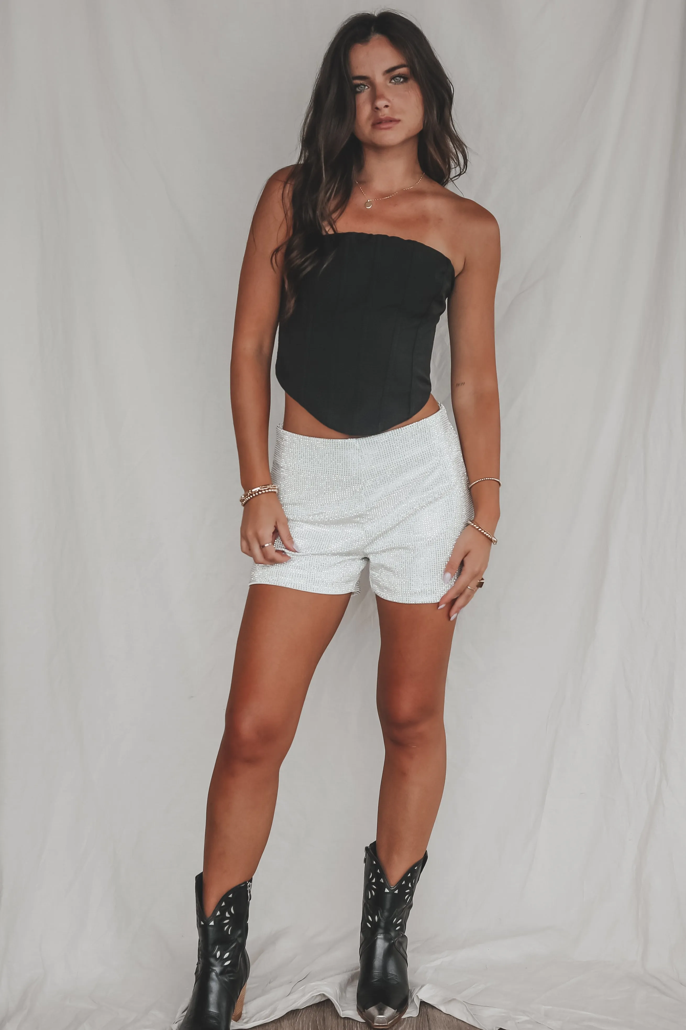City Side Stunner Studded High Waisted Shorts