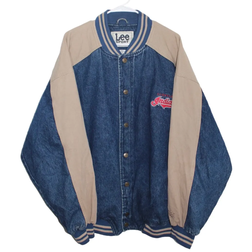 Cleveland Indians Lee Sport Denim Khaki Bomber Jacket (XXL)