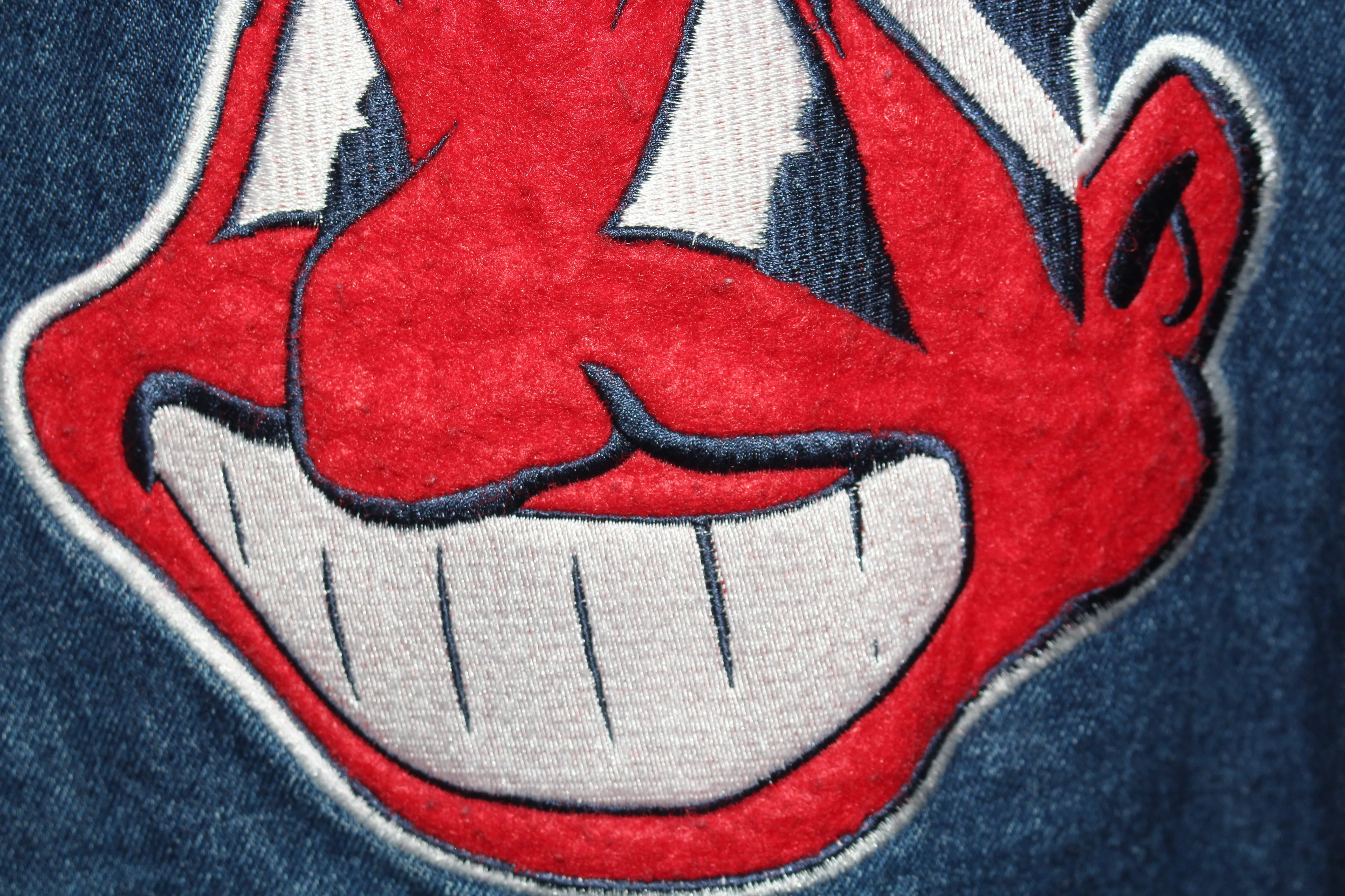 Cleveland Indians Lee Sport Denim Khaki Bomber Jacket (XXL)