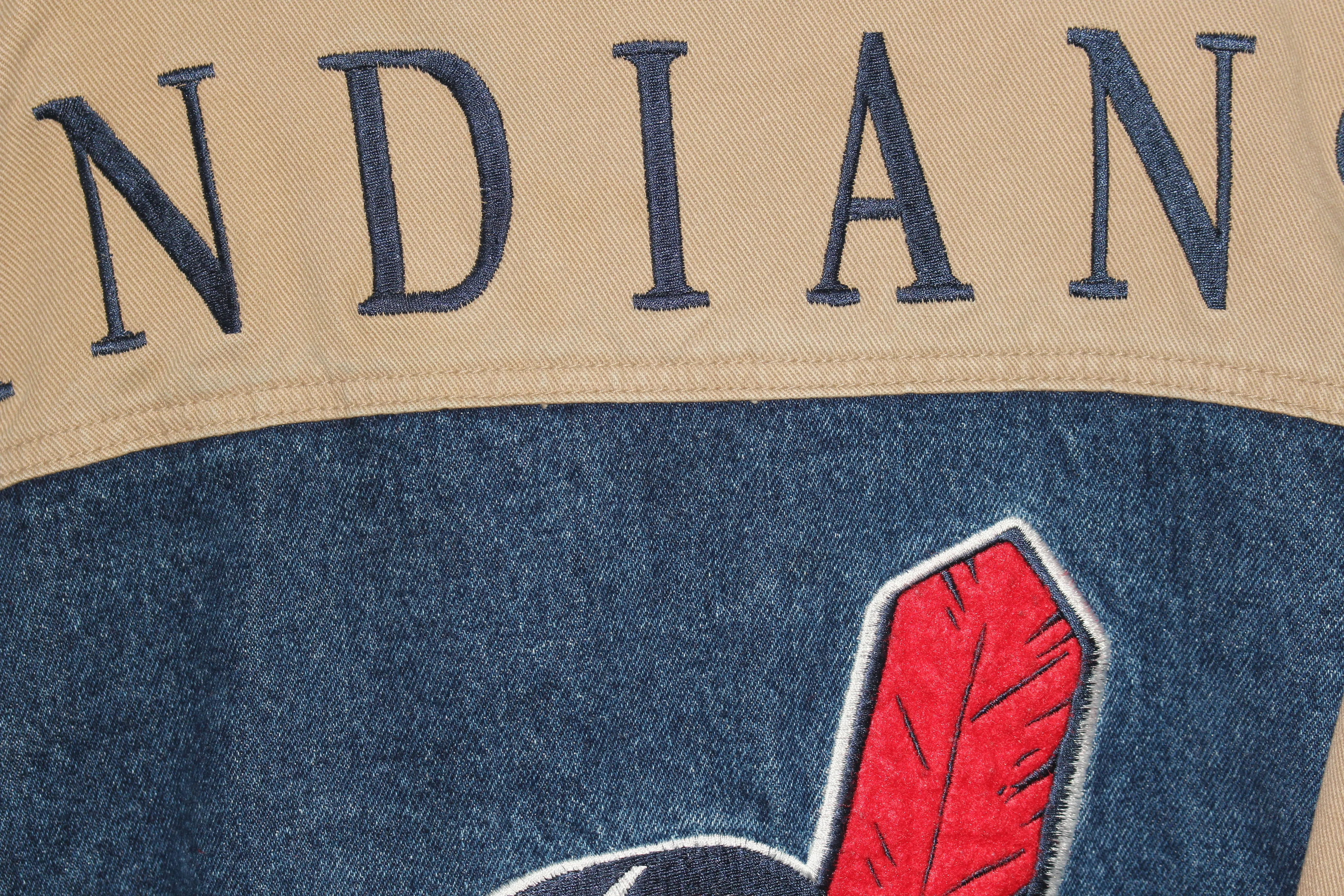 Cleveland Indians Lee Sport Denim Khaki Bomber Jacket (XXL)