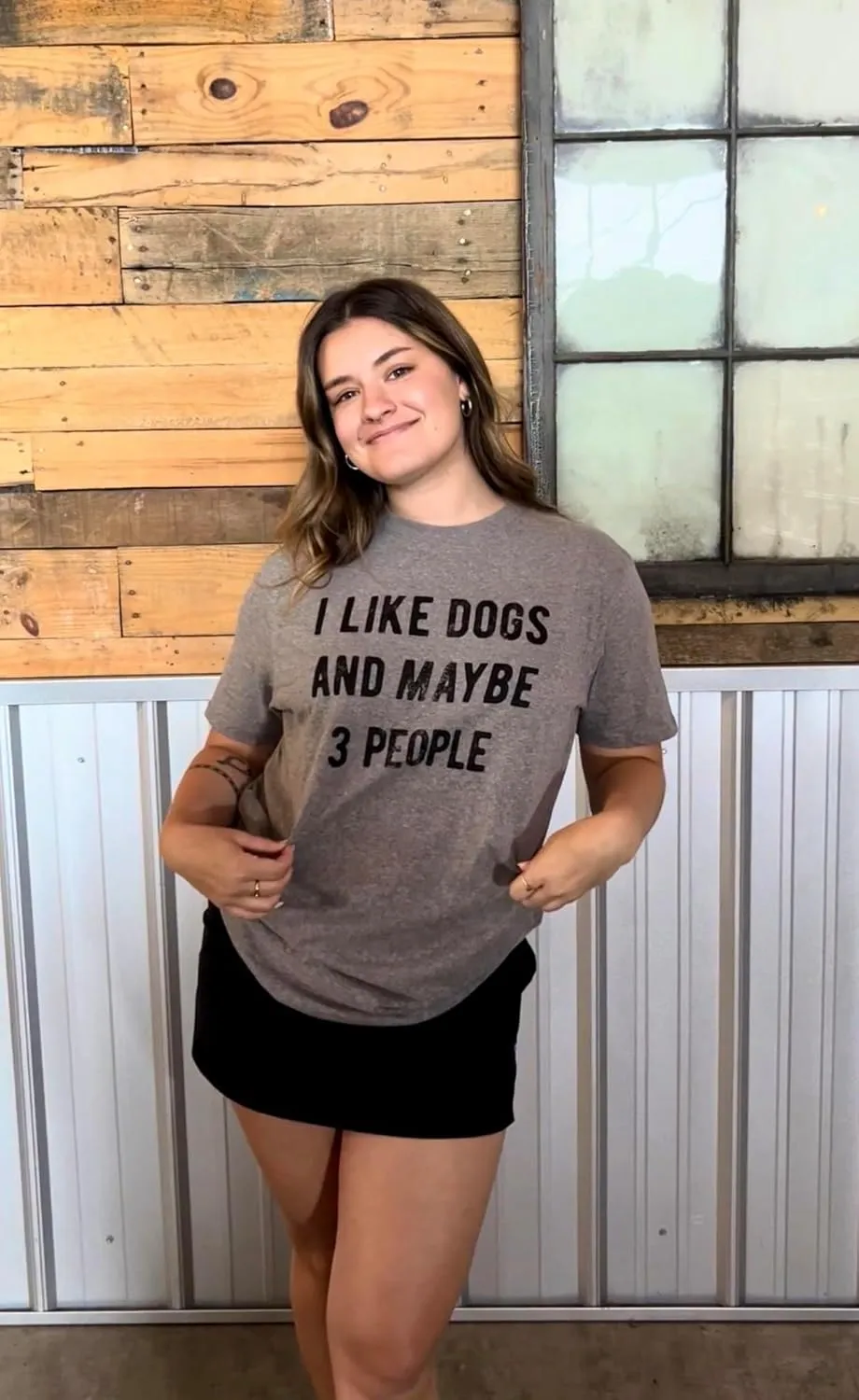 Crazy Dog Womens I Like Dogs and Maybe 3 People T Shirt Funny Graphic Novelty Tee Puppy Dog Parent Shirt