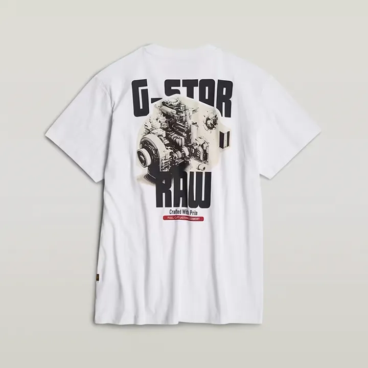 ENGINE BACK GRAPHIC LOOSE T-SHIRT (WHT) - D240690-C336-110