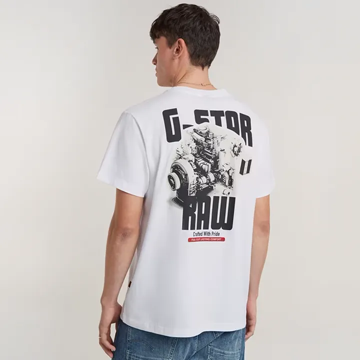 ENGINE BACK GRAPHIC LOOSE T-SHIRT (WHT) - D240690-C336-110