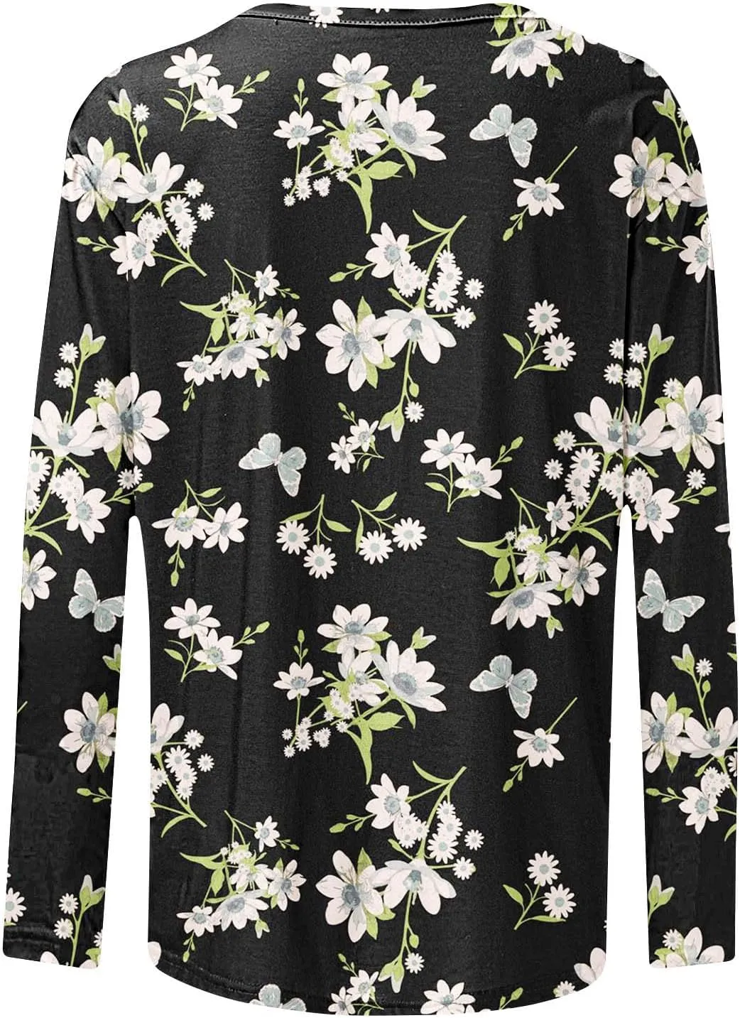 Fall Shirts for Women 2024 Dressy Casual Long Sleeve Crewneck Blouses Floral Print Tunic Tops Cotton Tshirt