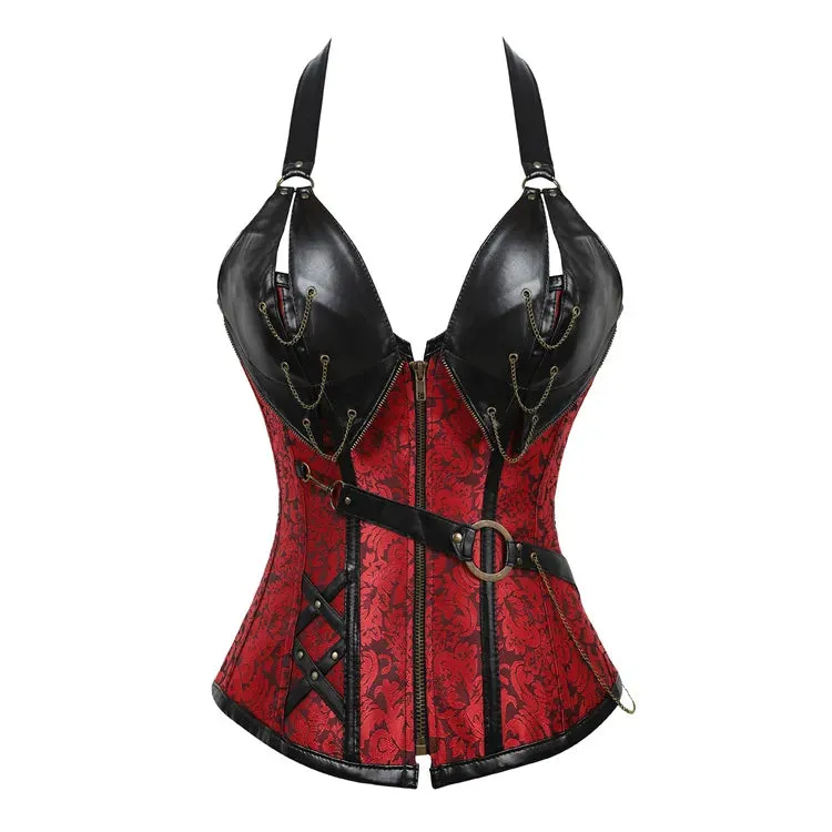 Girl Power-  the Leather Look Steampunk Corset Plus Sizes