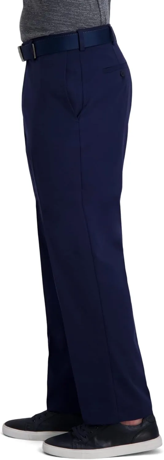 Haggar Men's Cool Right Performance Flex Solid Classic Fit Flat Front Pant