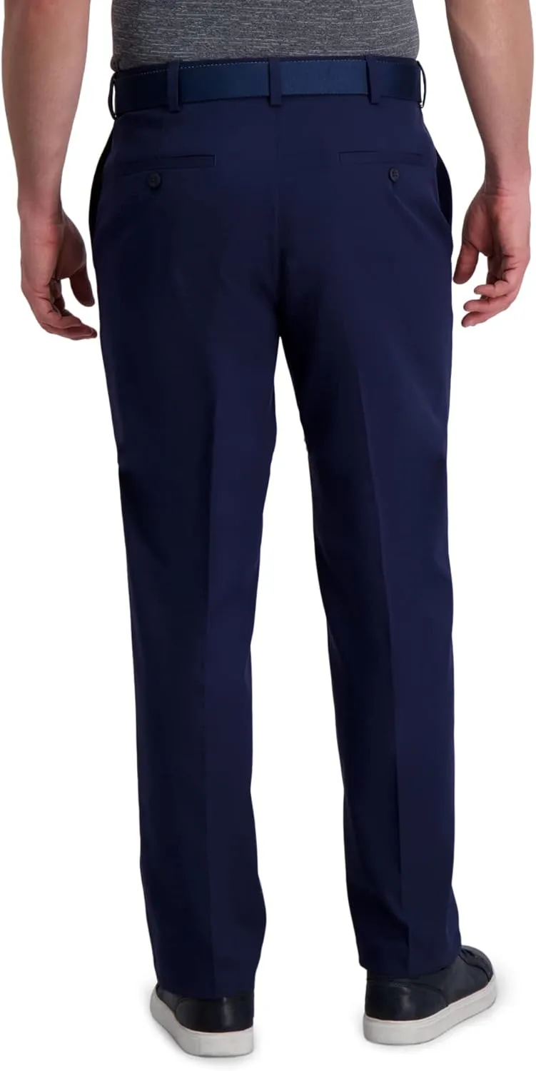 Haggar Men's Cool Right Performance Flex Solid Classic Fit Flat Front Pant