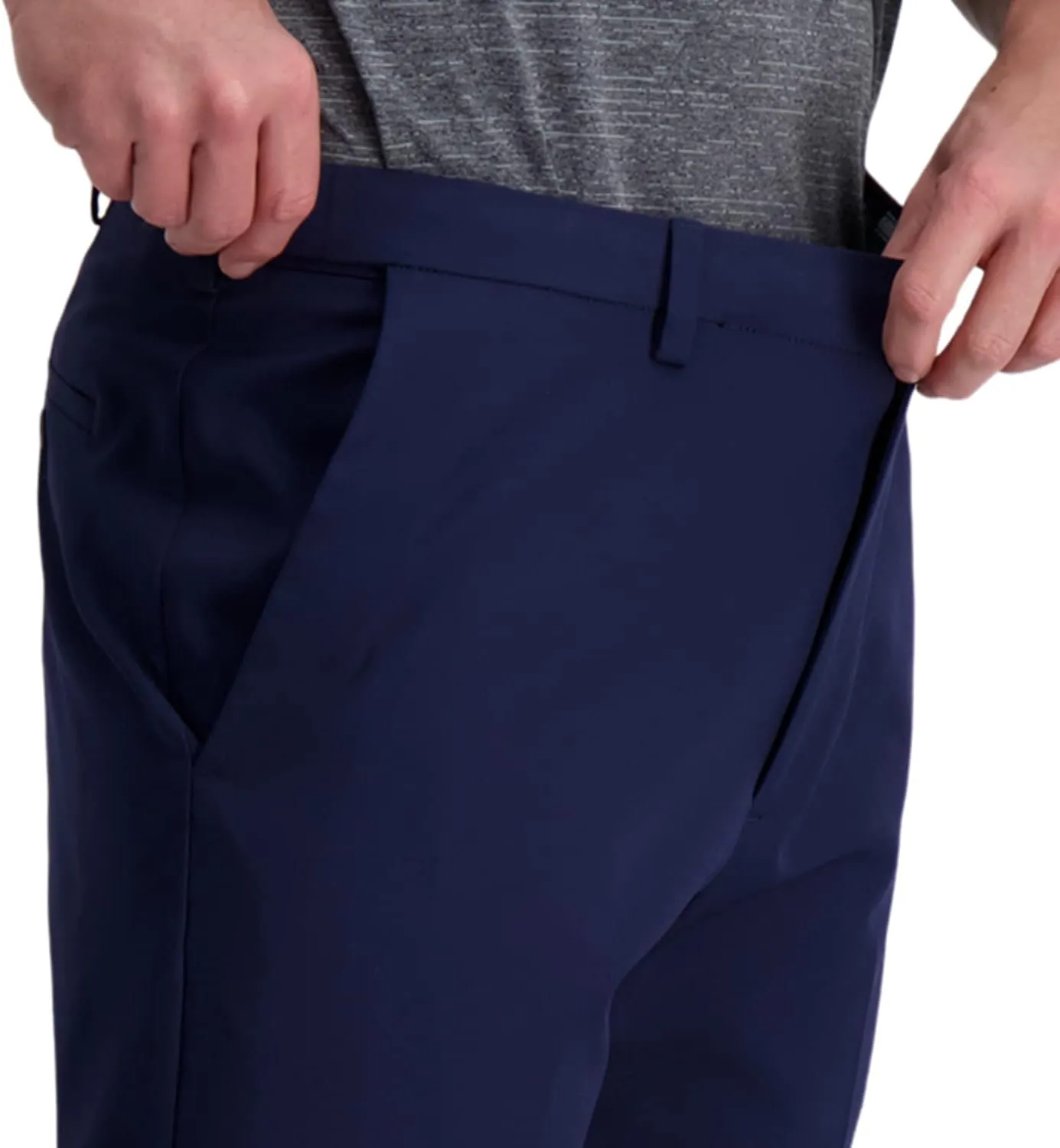 Haggar Men's Cool Right Performance Flex Solid Classic Fit Flat Front Pant