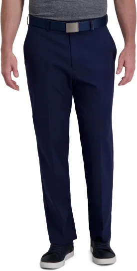 Haggar Men's Cool Right Performance Flex Solid Classic Fit Flat Front Pant