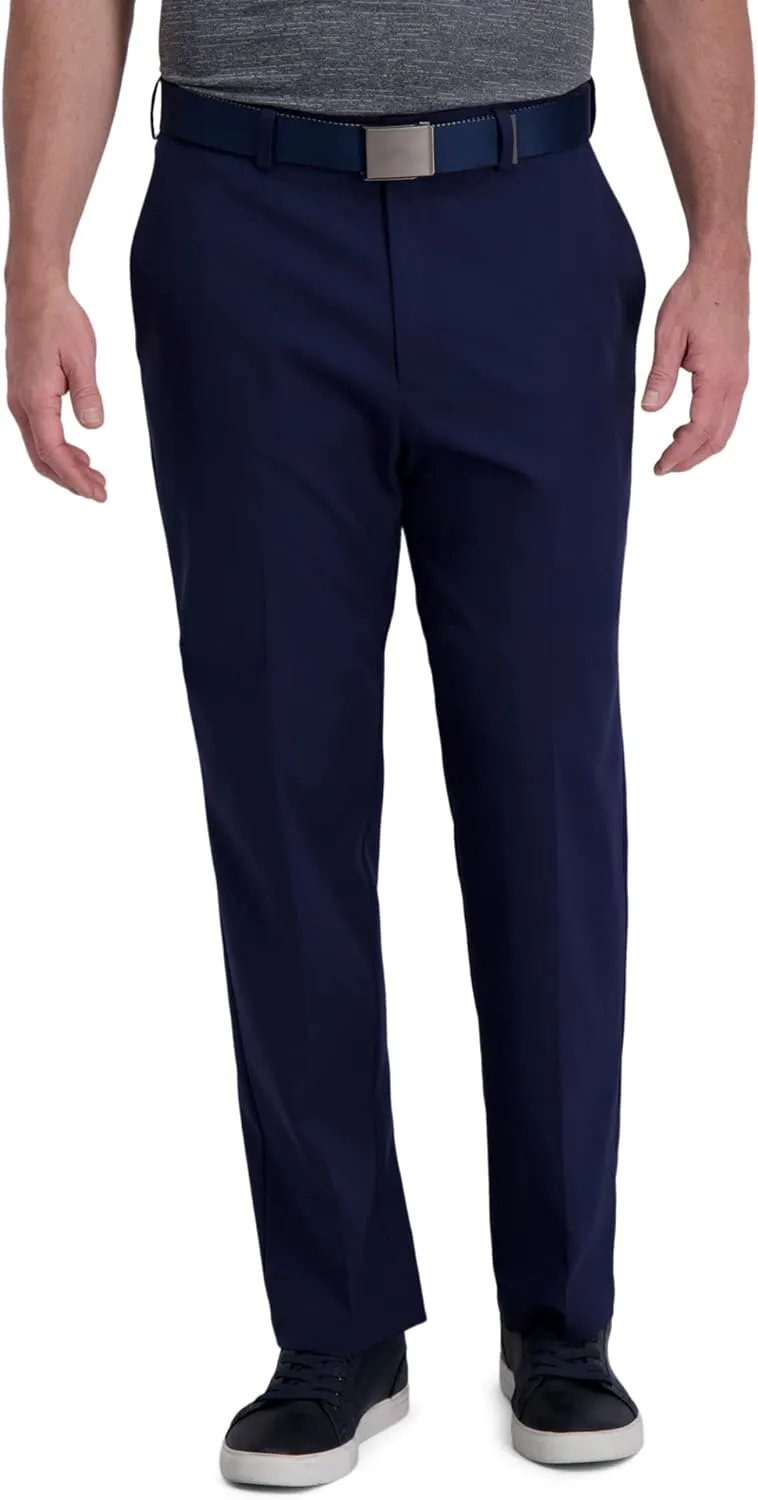 Haggar Men's Cool Right Performance Flex Solid Classic Fit Flat Front Pant