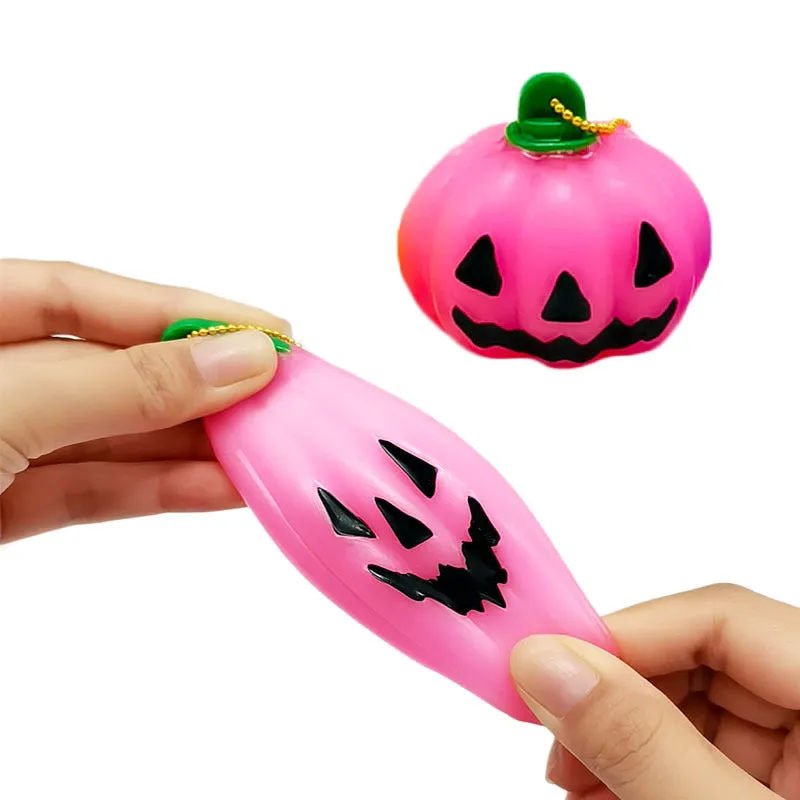 Halloween Stress Relief Toy Simulation Pumpkin Squeeze Squeezing Toy Keychain