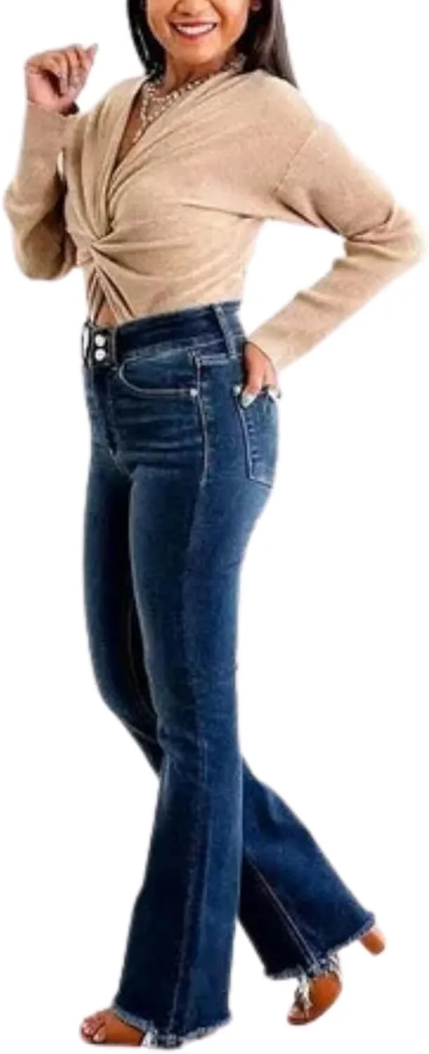 High Rise Non Distressed Vintage Frayed Hem Bootcut Jeans 2024 Sweatpant Jeans High Waisted Wide Leg Jeans for Women