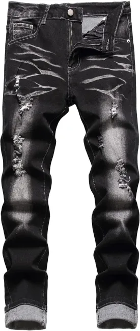 Homllyer Ripped Jeans for Men,Mens Slim Straight Fit Denim Jeans