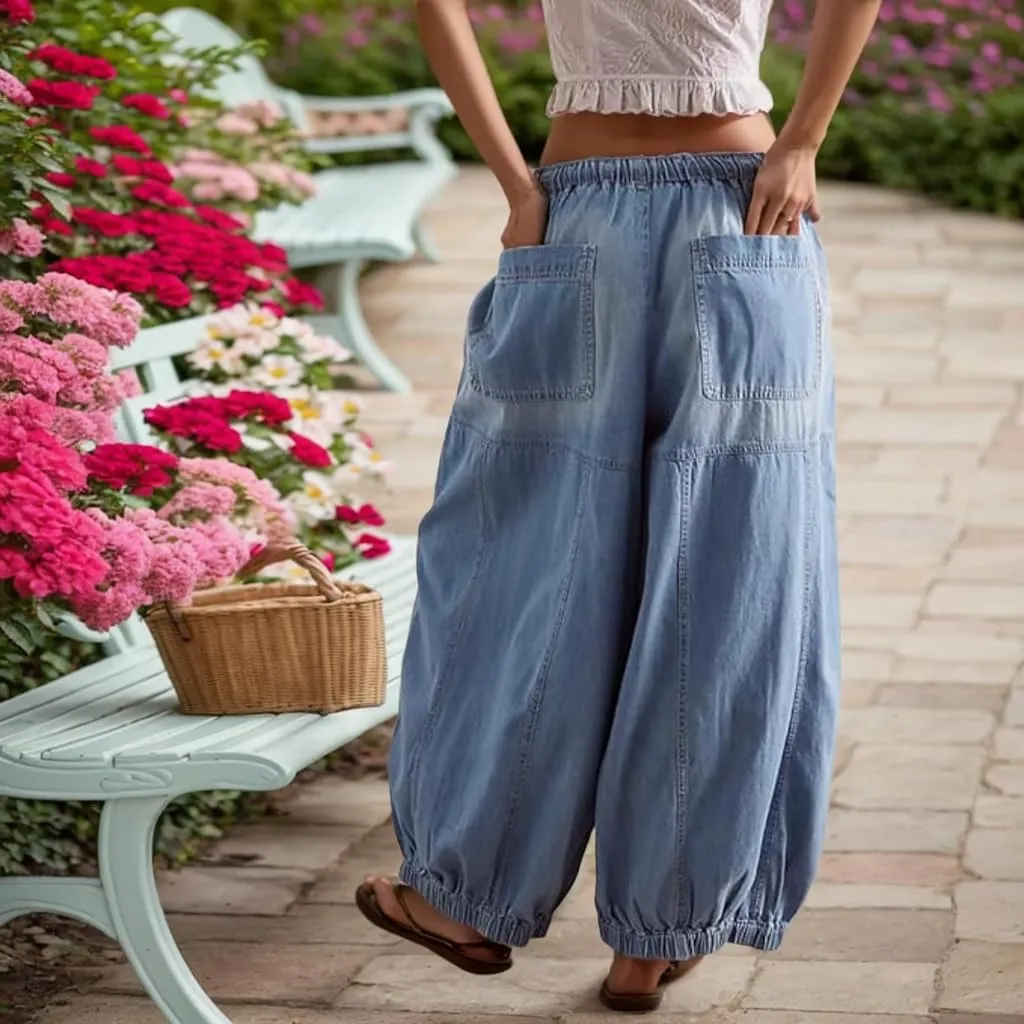 Kedera Women Mid Rise Barrel Jeans Loose Baggy Vintage Wide Leg Elastic Denim Pants Fashion Boyfriend Jeans