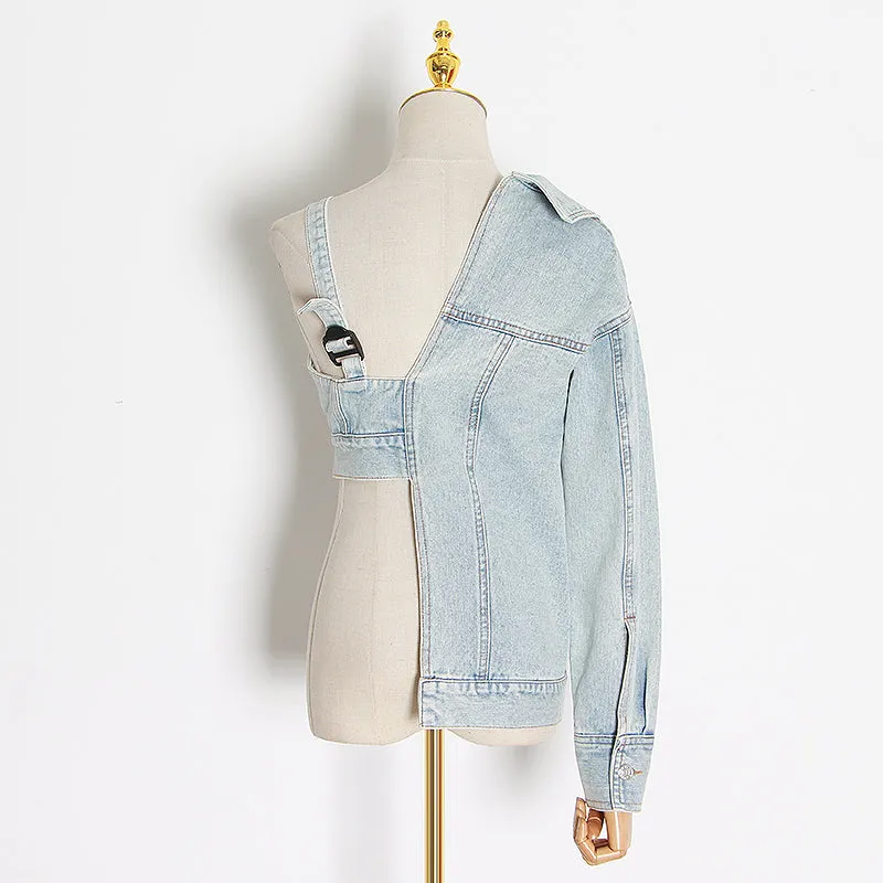 Ladies Split Denim jacket bra top