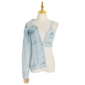 Ladies Split Denim jacket bra top