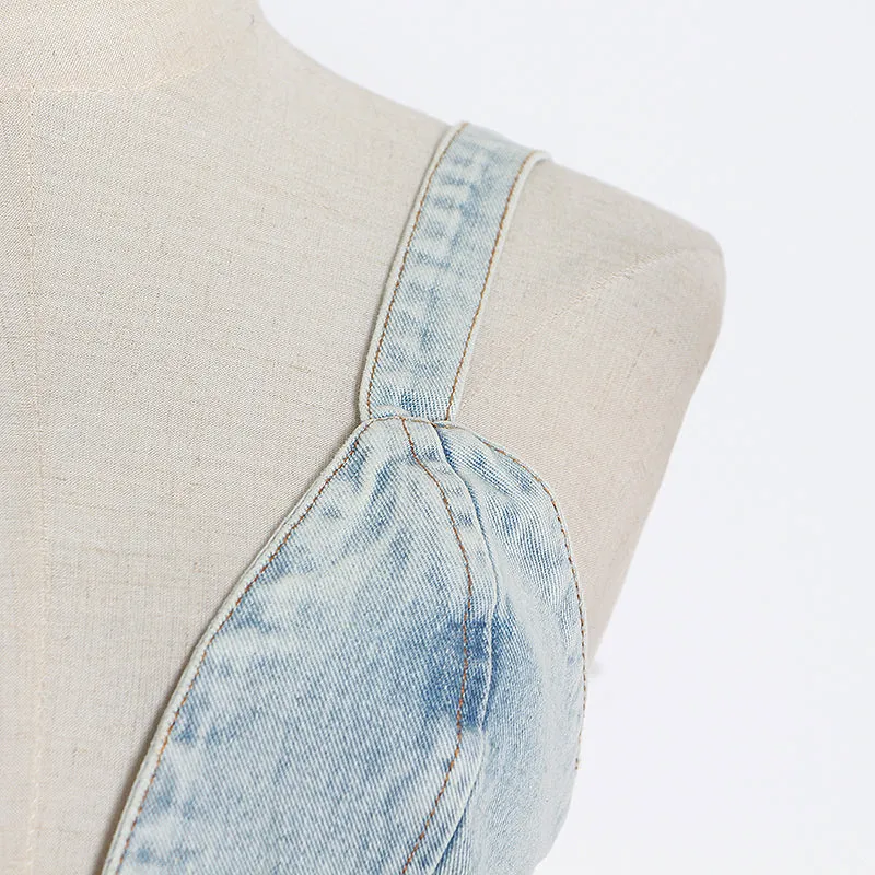 Ladies Split Denim jacket bra top