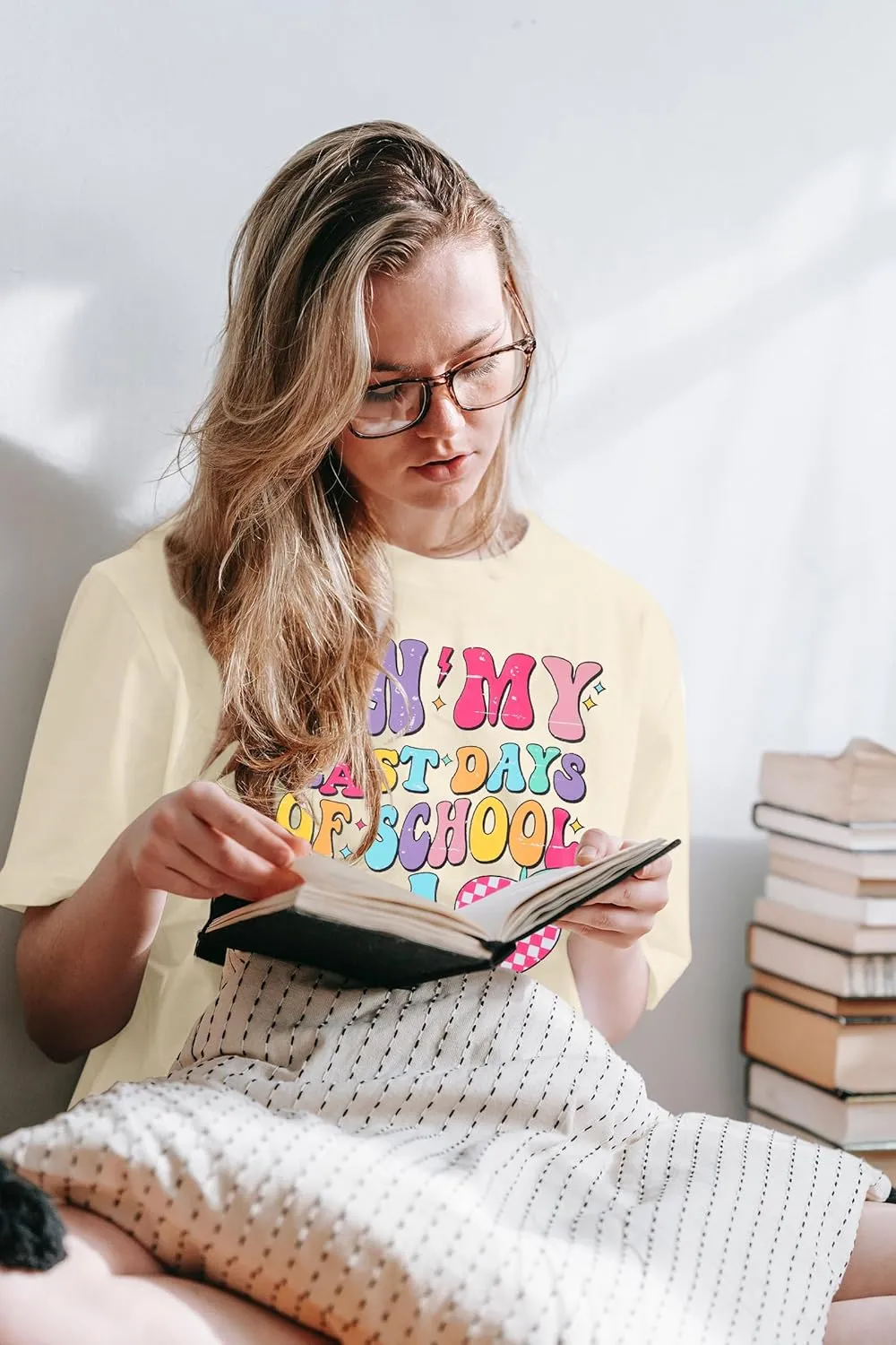 Last Day of School Shirt Women - Teacher Life Shirts Pencil Graphic Tee Graduation Gift Short Sleeve Tee Tops