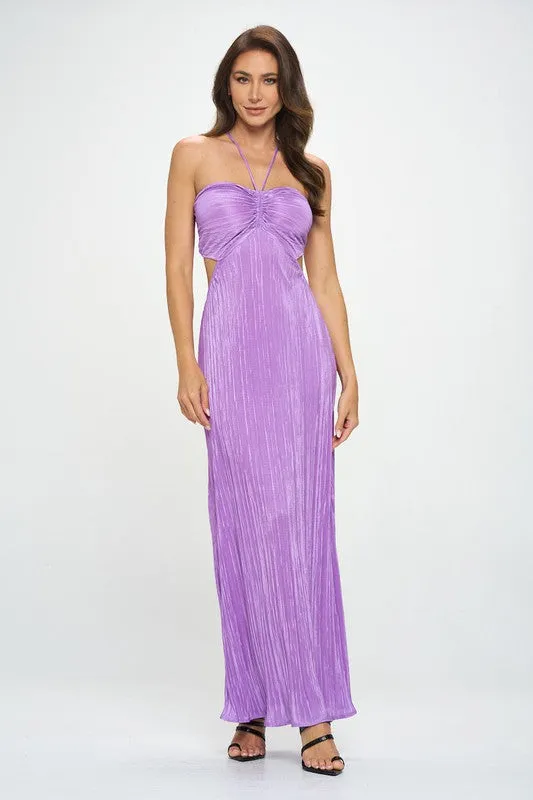 Lilac Halter Neck Backless Maxi Dress New Women's Fashion Summer Dress in Purple KESLEY Made in the USA