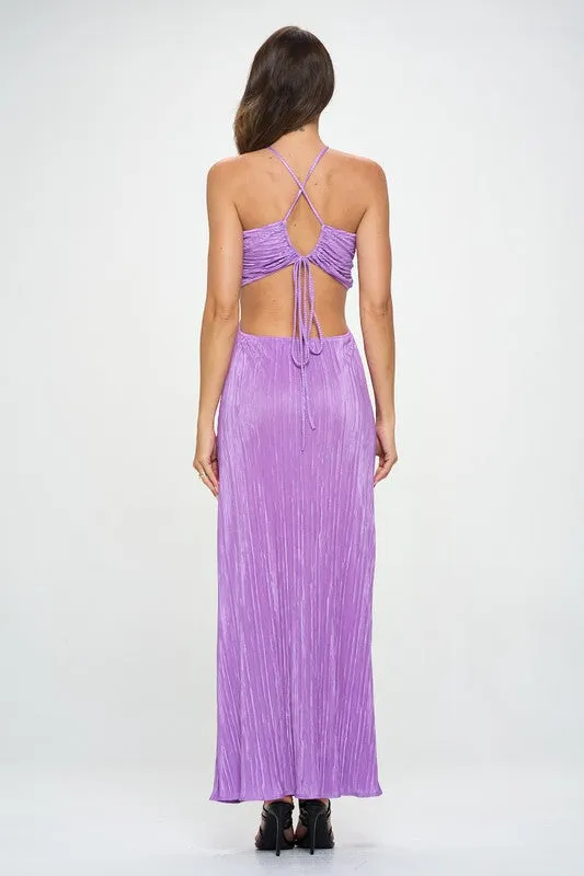 Lilac Halter Neck Backless Maxi Dress New Women's Fashion Summer Dress in Purple KESLEY Made in the USA