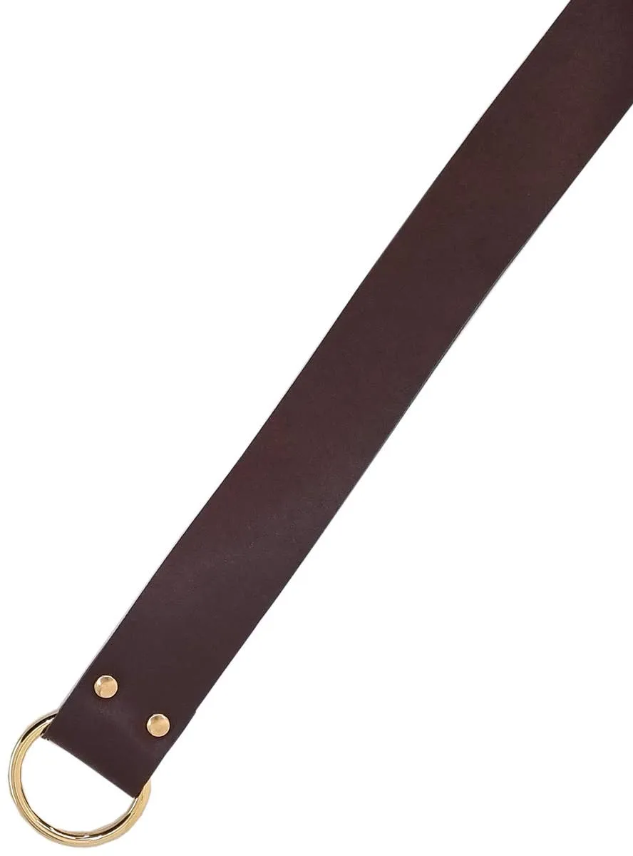 Long Dark Brown Leather Look Medieval Costume Belt