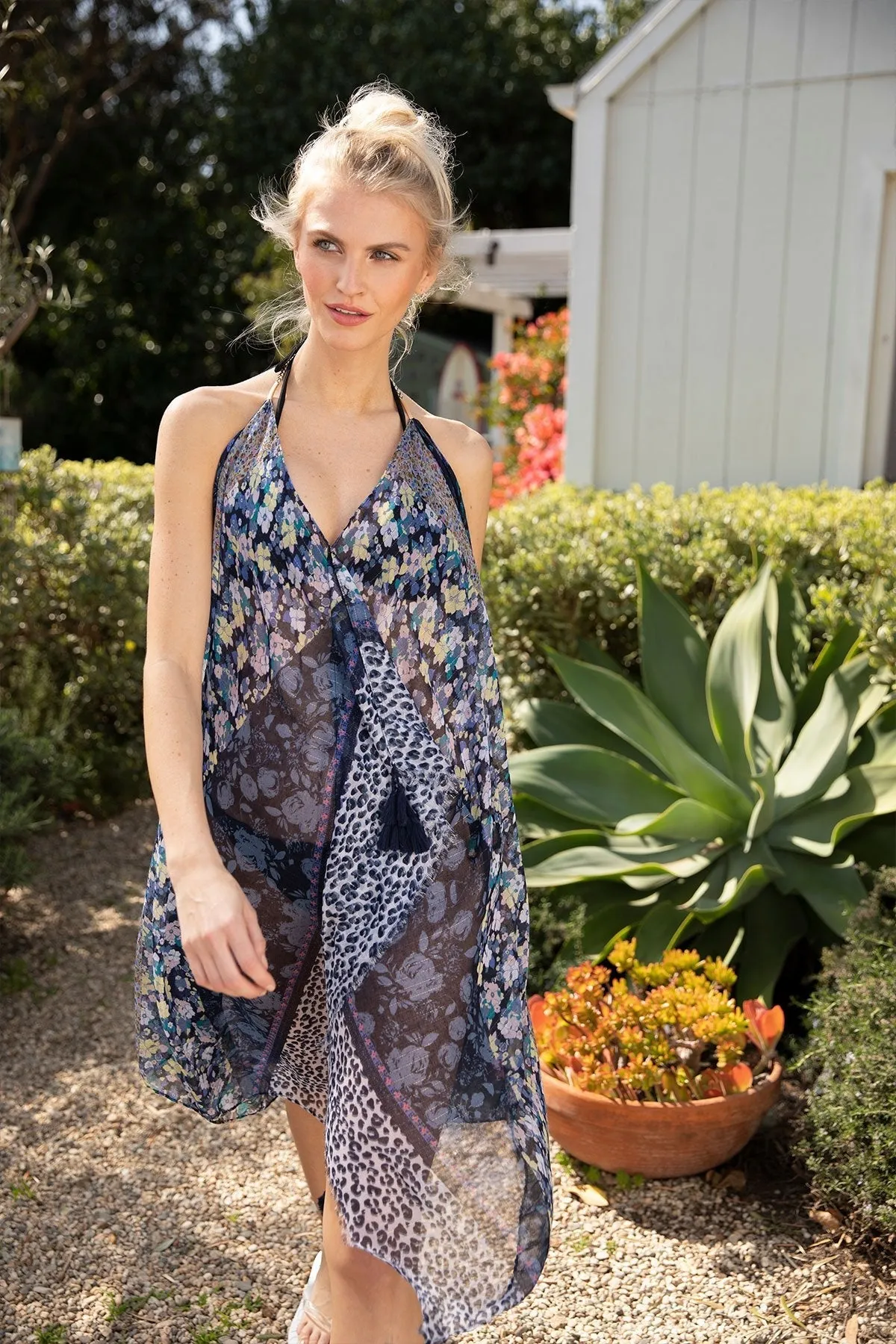 Maxi Halter Sundress Coverup in Fields of Florals