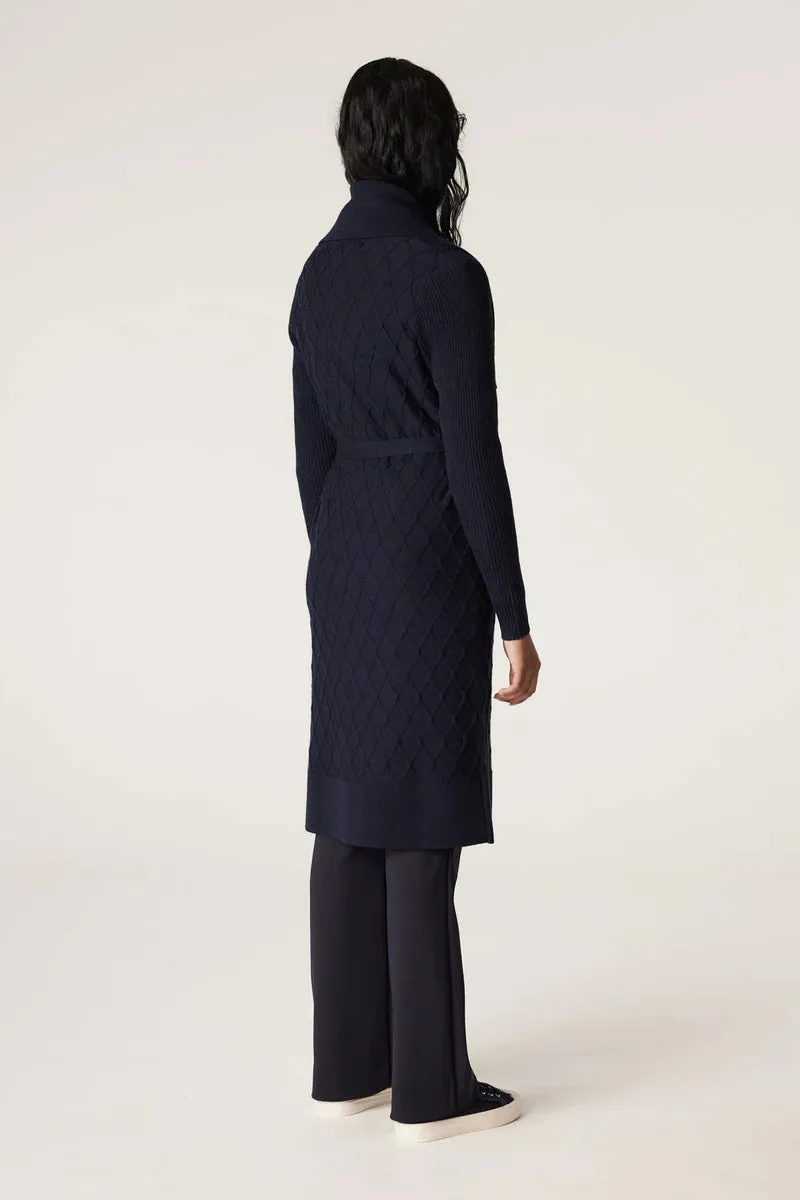 MERINO LONG WRAP CARDIGAN | Ink Navy