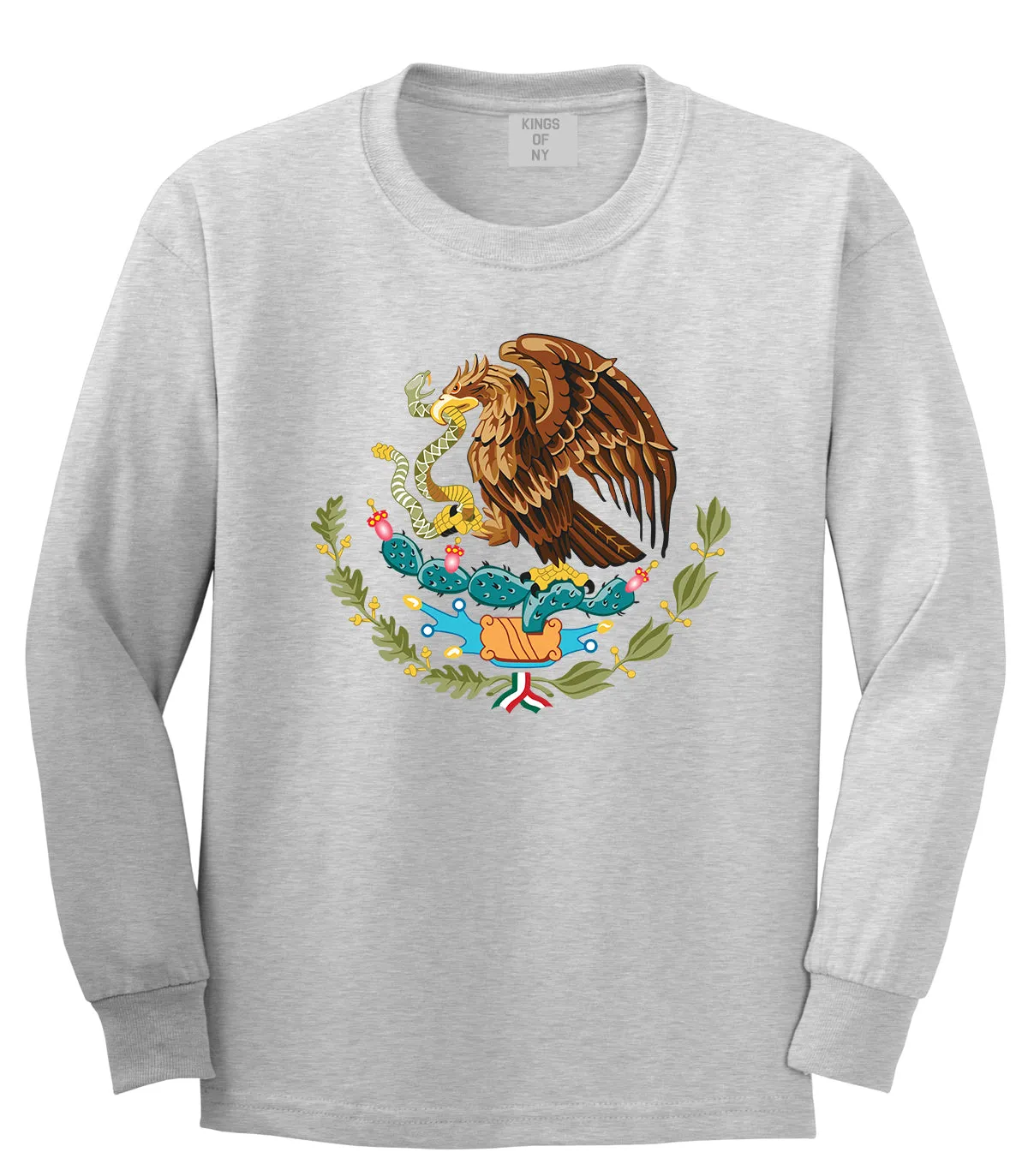 Mexican Color Coat Of Arms Mens Long Sleeve T-Shirt