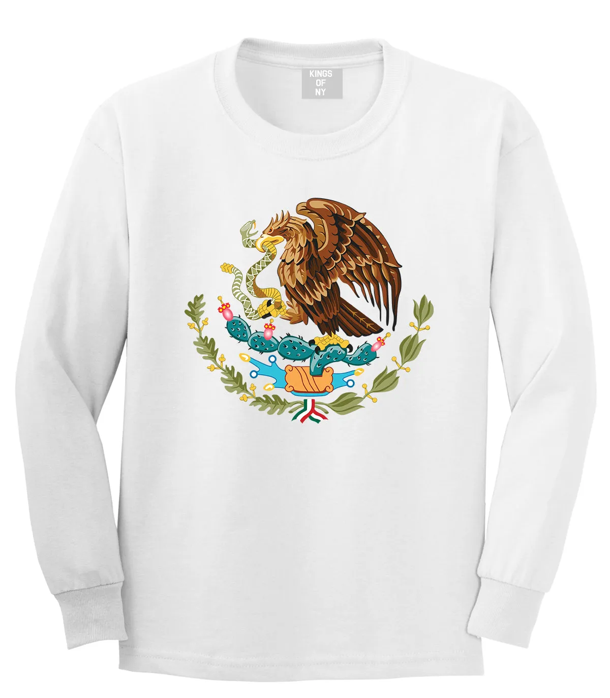 Mexican Color Coat Of Arms Mens Long Sleeve T-Shirt