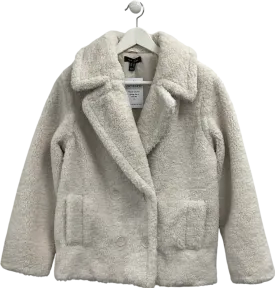 New Look Cream Short Borg Coat UK 10