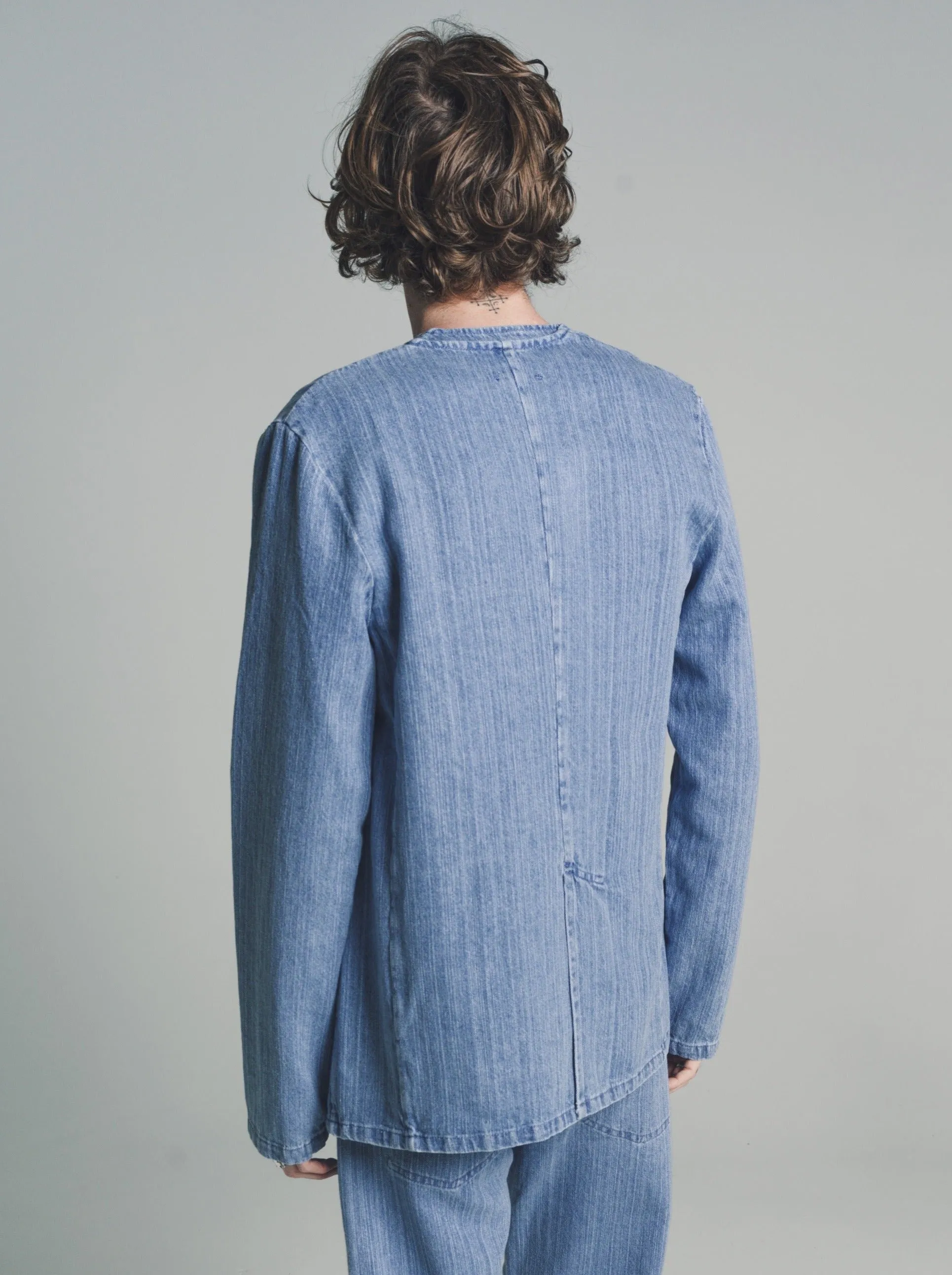 No.196 Bleached Indigo Denim Zipper Jacket