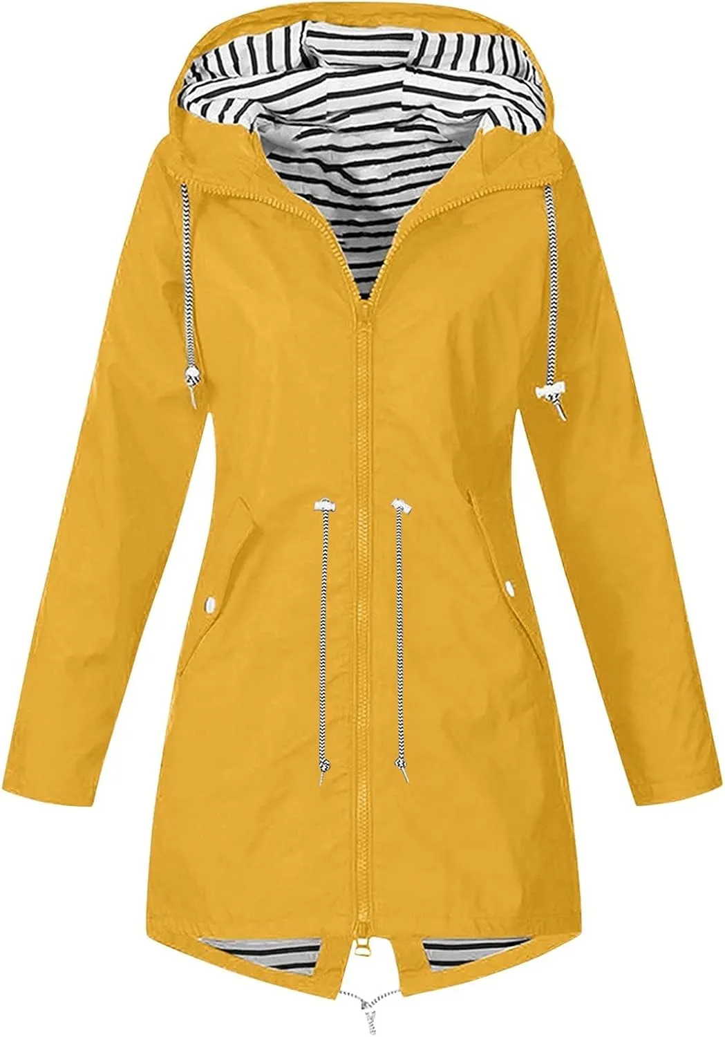 Rain Coats for Women Plus Size Waterproof Hoodie Jacket Windproof Windbreaker Lightweight Raincoat Drawstring Pockets