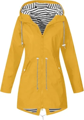 Rain Coats for Women Plus Size Waterproof Hoodie Jacket Windproof Windbreaker Lightweight Raincoat Drawstring Pockets
