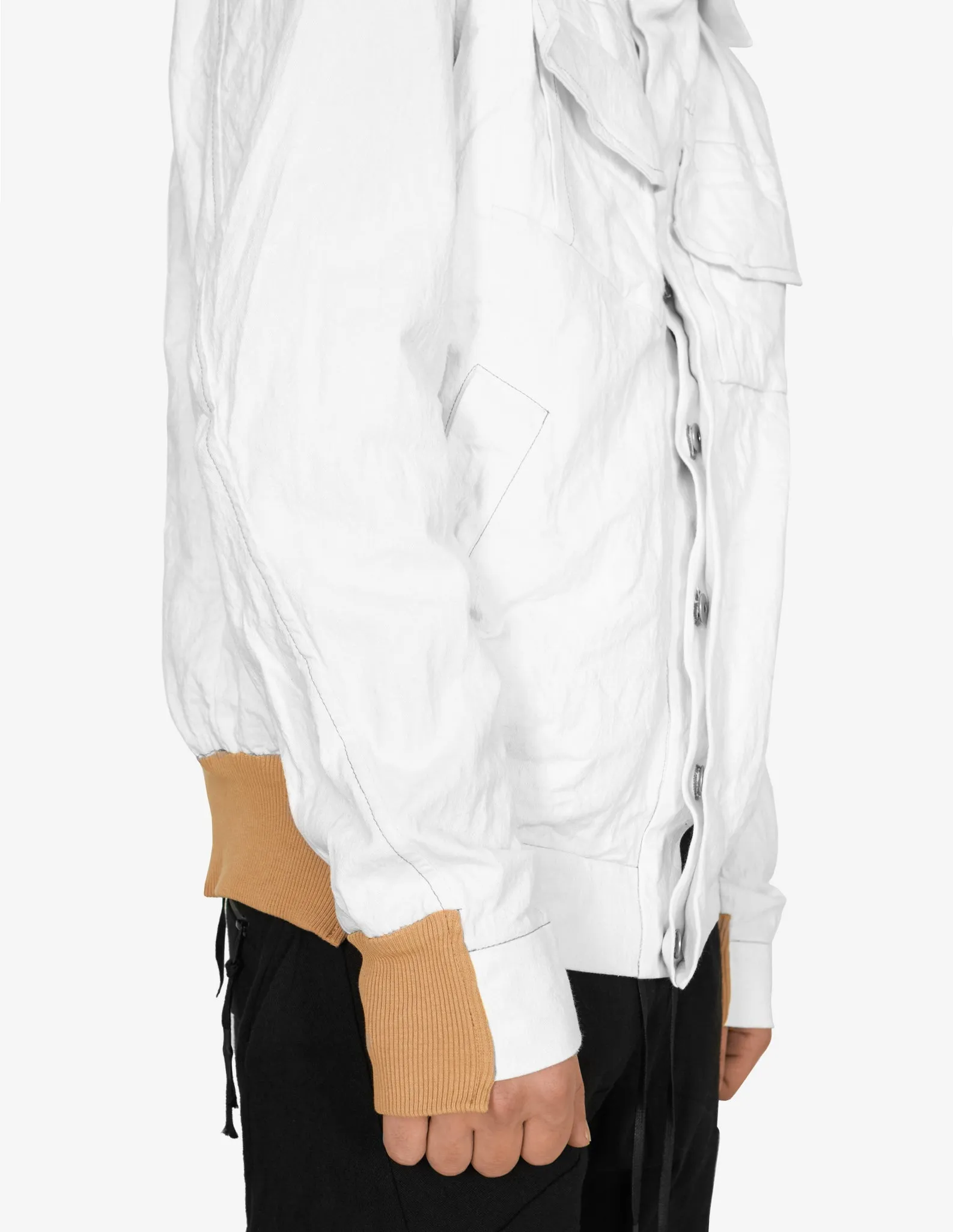Ribbed-Cuff Denim Jacket